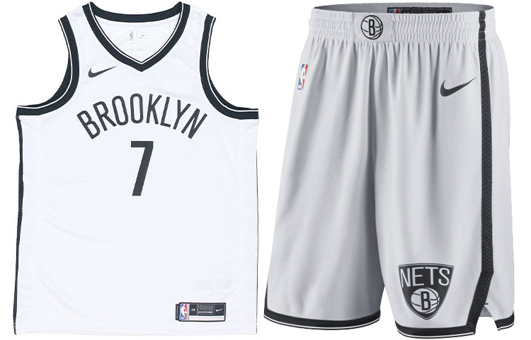 Nike NBA alphanumeric print color-blocking vest shorts basketball suit SW fan version 20-21 season Brooklyn Nets Durant No. 7 Men's White