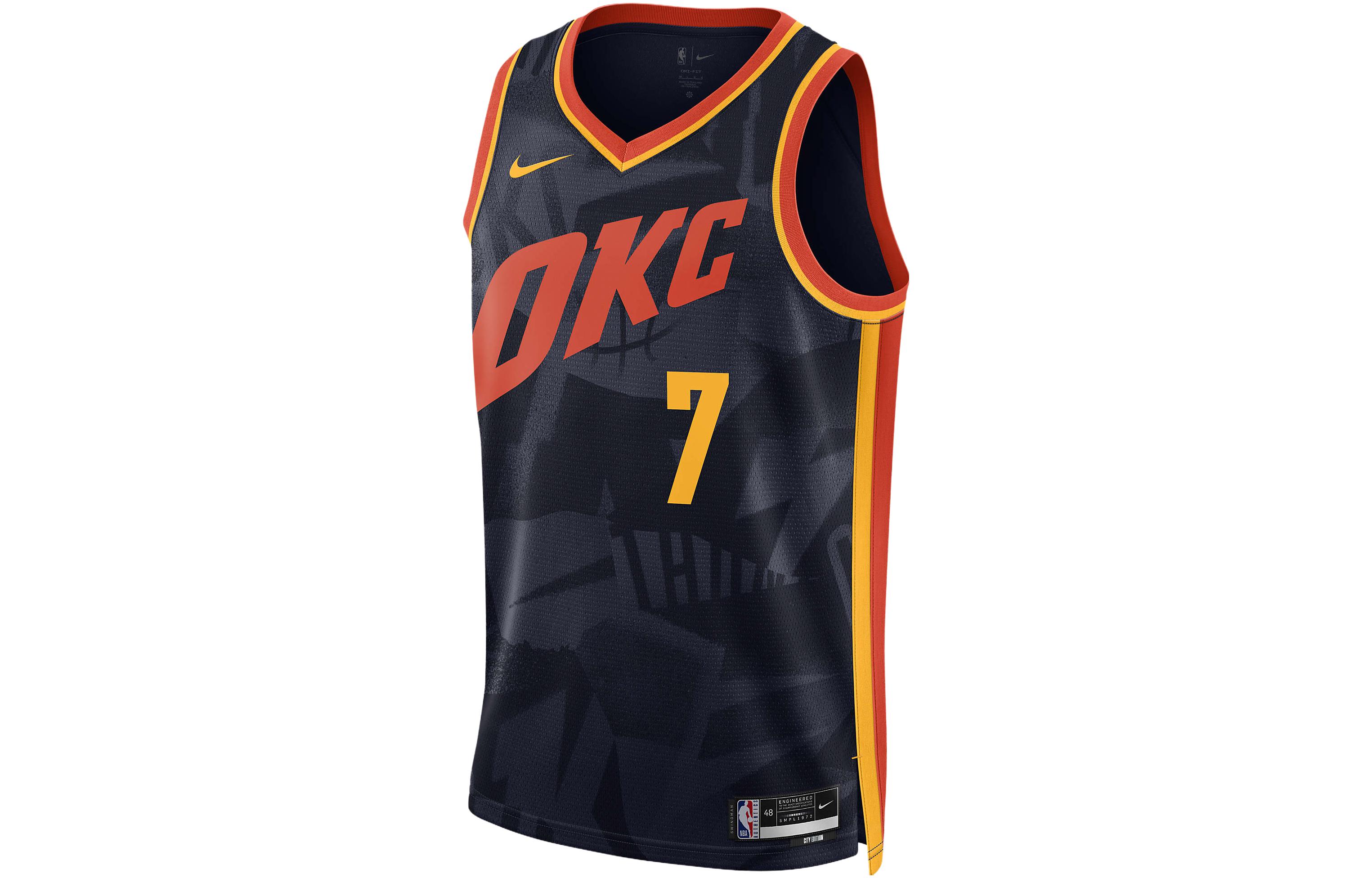 Nike Dri Fit Basketball Jersey SW Fan Edition 2023/24 Season, Oklahoma City Thunder, Chet Holmgren Size 7 Men's Black
