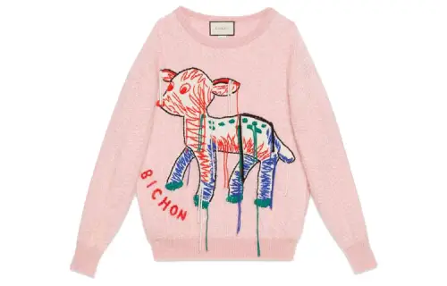 GUCCI Sweaters Women's Pink Crew Neck Moderate Other