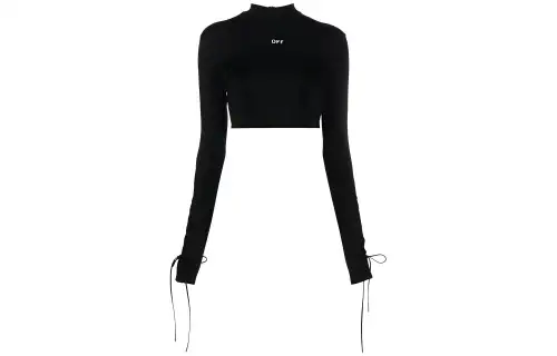 OFF-WHITE lace-up logo crop top