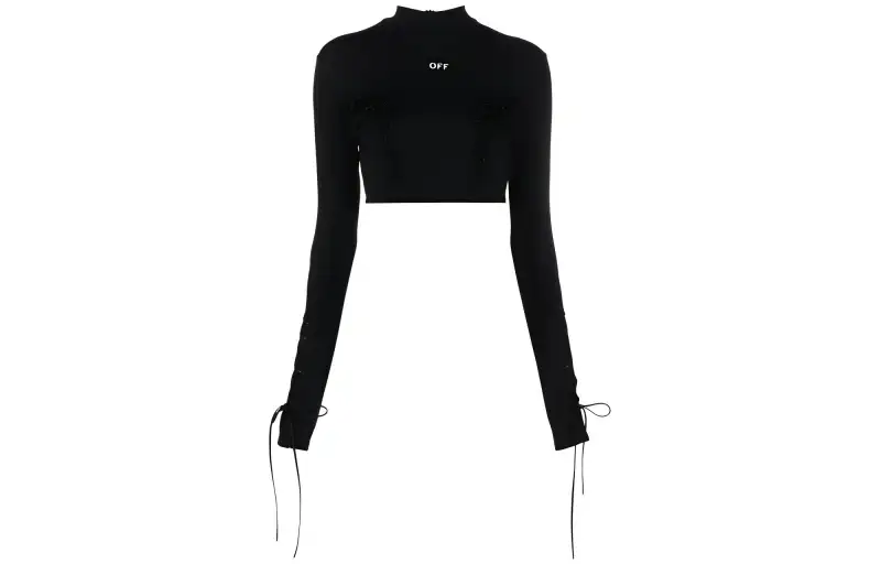 OFF-WHITE lace-up logo crop top