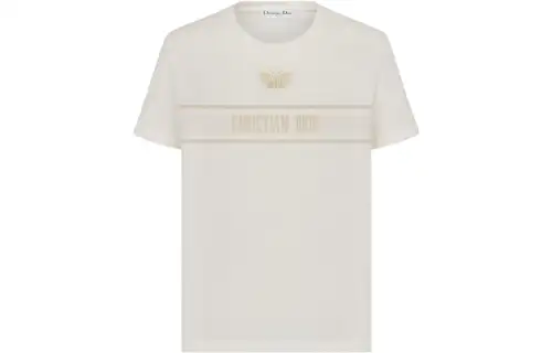 DIOR T Shirts Women's White Crew Neck Moderate Straight Fit