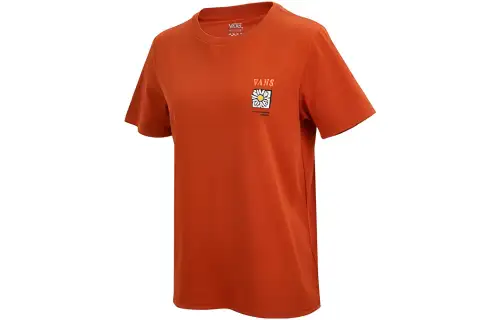 Vans T Shirts Women's Brown Red Crew Neck Moderate Straight Fit