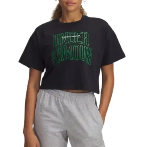 Under Armour Varsity Drop Shoulder Sleeve T Shirt Women's Black