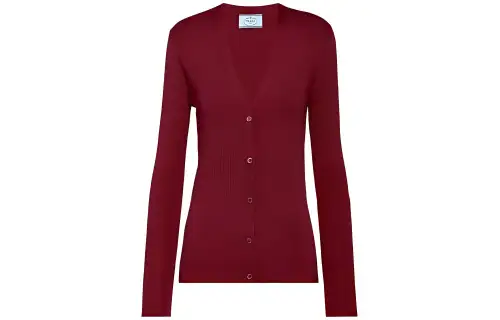 PRADA Sweaters Women's Red V Neck Moderate Other