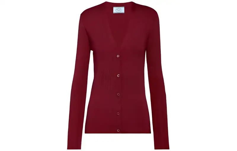 PRADA Sweaters Women's Red V Neck Moderate Other