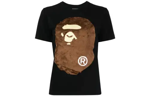 A BATHING APE Bape T Shirts Women's Black Crew Neck Moderate