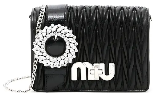 MIU MIU Sheepskin Shoulder Bag, Crossbody Bag Women's Black