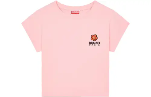 KENZO Logo Embroidered Cropped T-Shirt