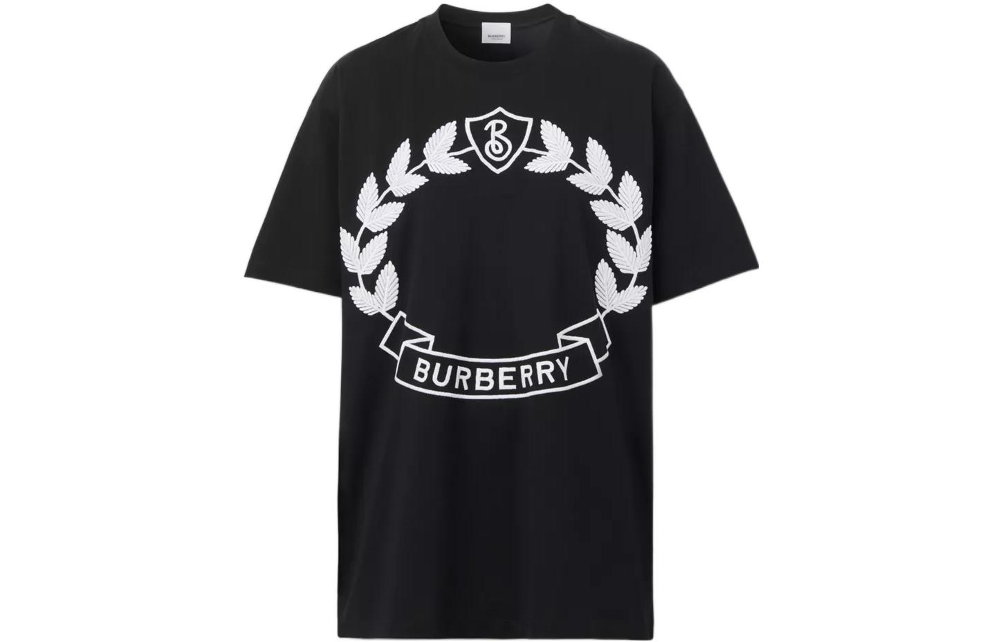 Женская футболка Burberry Embroidered Logo (черная)