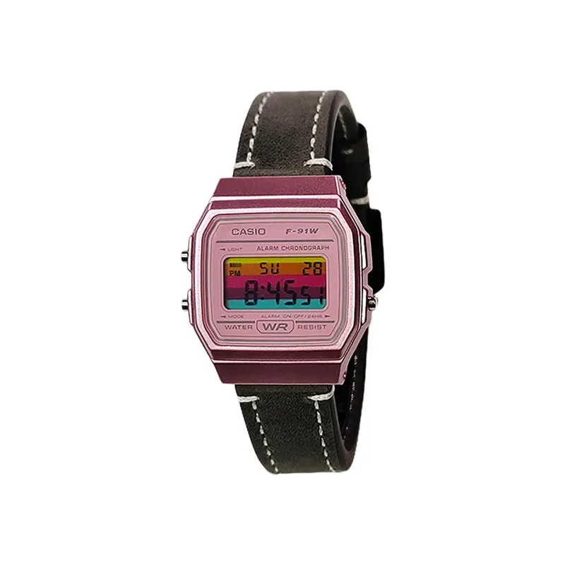 CASIO Custom Collection Quartz Movement Genuine Leather Strap Watch Unisex Pink Watch Dial