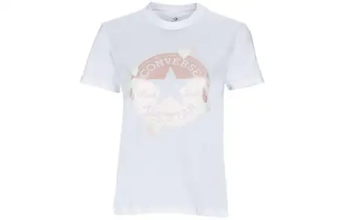 Converse Heart All Star T Shirts Women's White Crew Neck Moderate Straight Fit