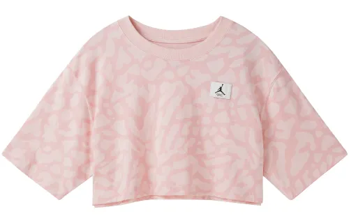 Jordan Crop Tops Women's Elegant Light Pink Crew Neck Moderate