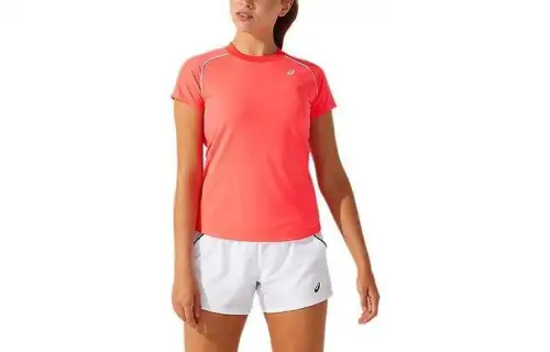 ASICS TENNIS GEAR T Shirts Women's Pink Crew Neck Moderate Straight Fit
