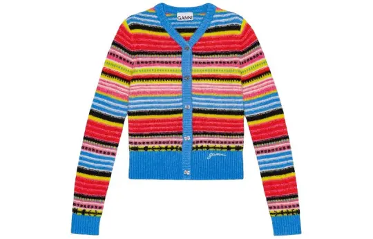 GANNI Soft Wool Stripe Cardigan