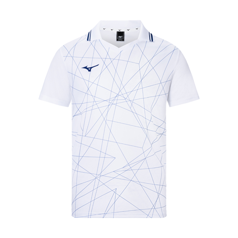 Mizuno Quick dry breathable elastic uniform for training for gym for badminton for men and women, for running, polo collar, with short sleeve