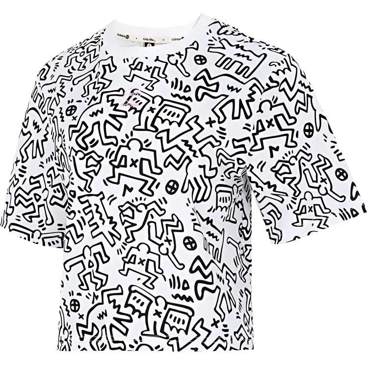 Adidas T-Shirts Women's Black White Crew Neck Moderate Straight Fit