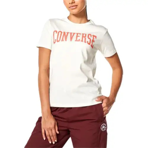 Converse T Shirts Women's Beige Crew Neck