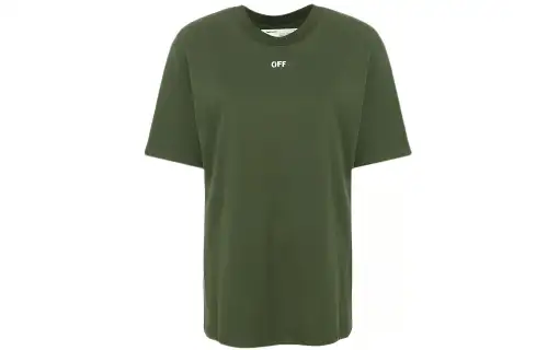 OFF WHITE SS22 T Shirts Women's Green Crew Neck Moderate Straight Fit