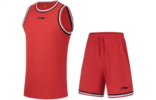 LiNing Li Ning Professional Basketball Series Logo Printing Sweat-Absorbent Competition Sports Basketball Suit Men's Bayi Red