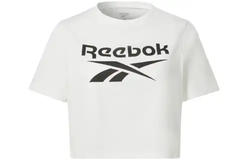 Reebok T Shirts Women's White Crew Neck Moderate Straight Fit
