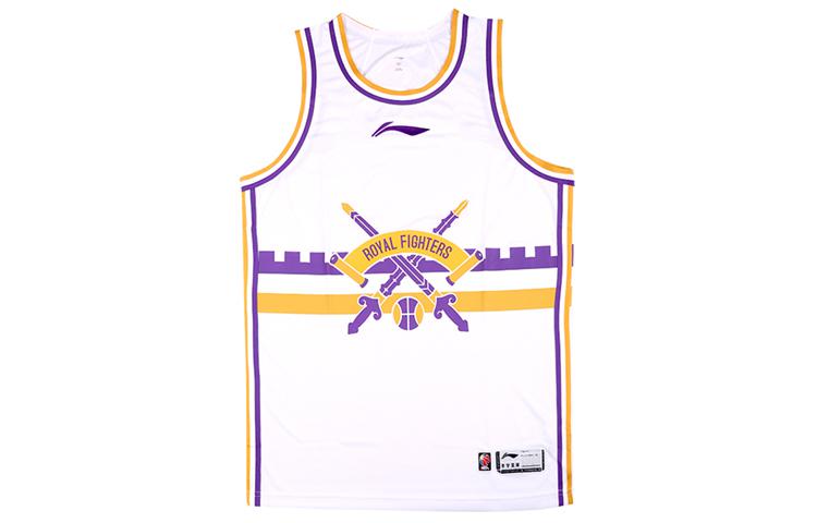 LiNing Li Ning CBA series contrasting logo pattern printing game sports basketball vest league version empty version 23-24 season Beikong team men's white