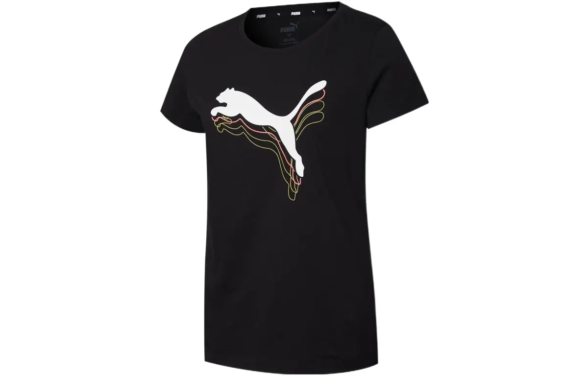 PUMA T-Shirts Women's Black Crew Neck Moderate Straight Fit
