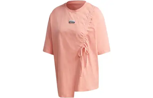 Adidas Originals RYV T Shirts Women's Pink Crew Neck Moderate Straight Fit