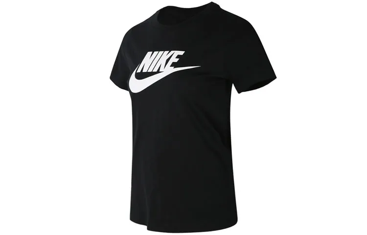 Nike Women'ss Retro Logo Print Crewneck Casual T-Shirt Black