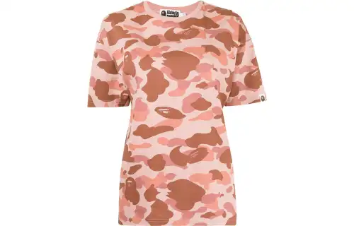 A BATHING APE T Shirts Women's Pink Crew Neck Moderate Straight Fit