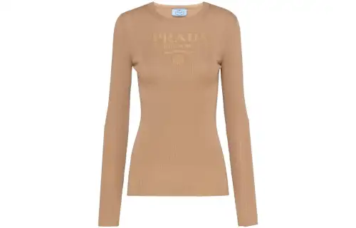 logo-intarsia wool jumper