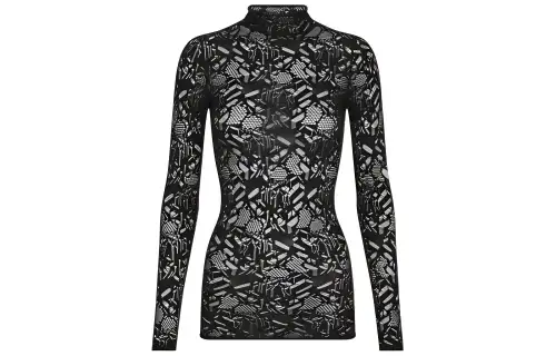 DIOR Quarterly New Products T Shirts Women's Black Turtleneck Moderate Straight Fit