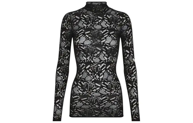 DIOR Quarterly New Products T Shirts Women's Black Turtleneck Moderate Straight Fit