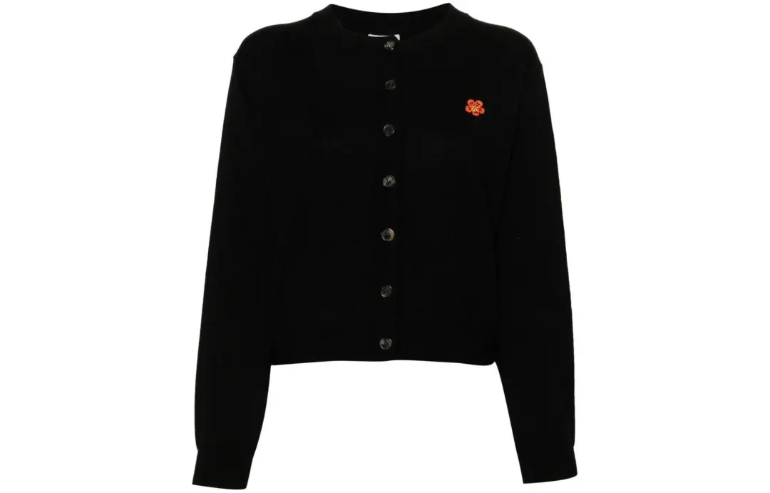 KENZO Boke Flower-appliqué Wool Cardigan