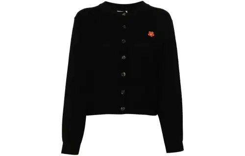 KENZO Boke Flower-appliqué Wool Cardigan