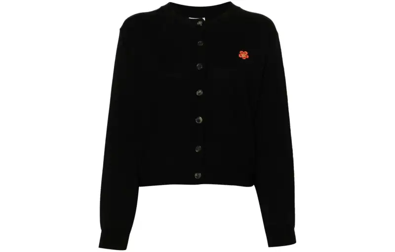KENZO Boke Flower-appliqué Wool Cardigan