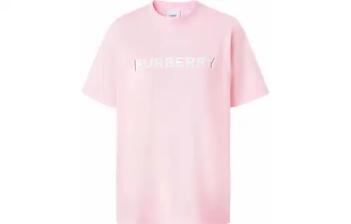 Burberry SS22 Logo Print Cotton Oversized T-shirt In Cloud Pink