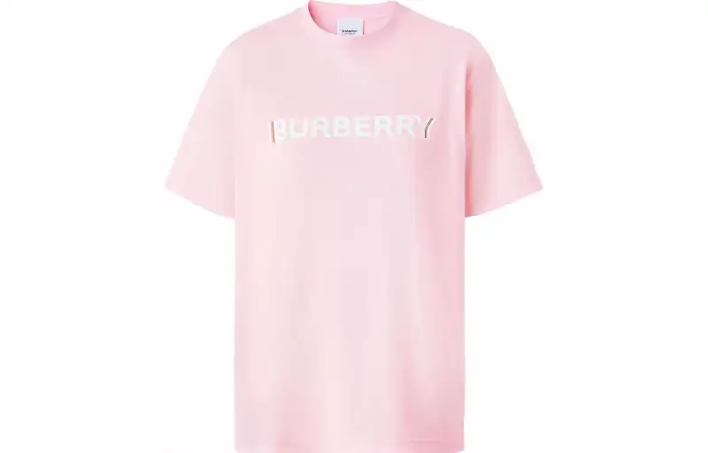 Burberry SS22 Logo Print Cotton Oversized T-shirt In Cloud Pink