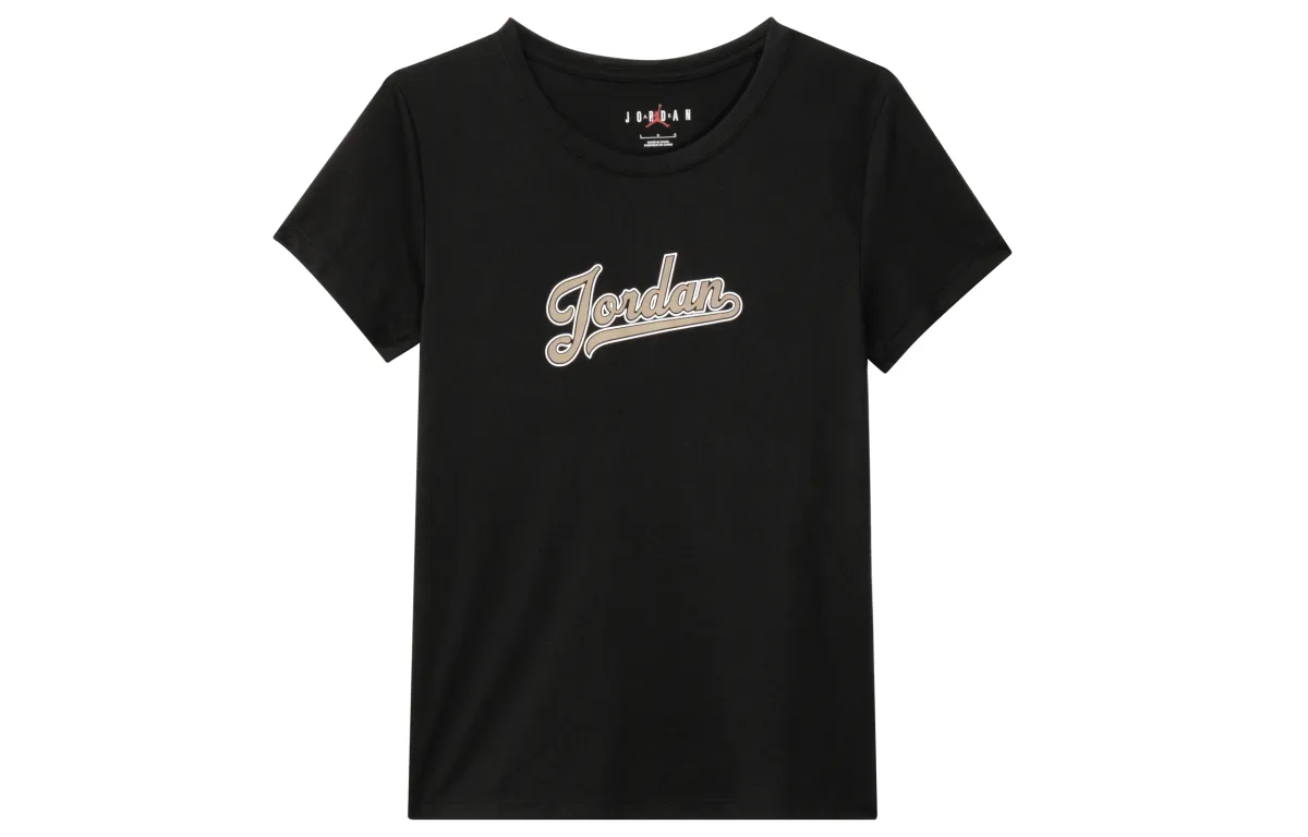 Jordan T-Shirts Women's Black Crew Neck Moderate Straight Fit