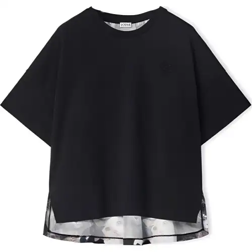 LOEWE T Shirts Women's Black Crew Neck Moderate Straight Fit