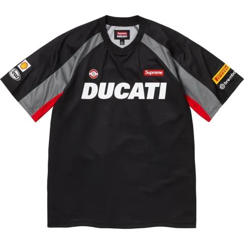 Supreme X DUCATI SS24 WEEK16 Soccer Jersey - Unisex Loose Fit Short Sleeve Football Shirt With Logo Print
