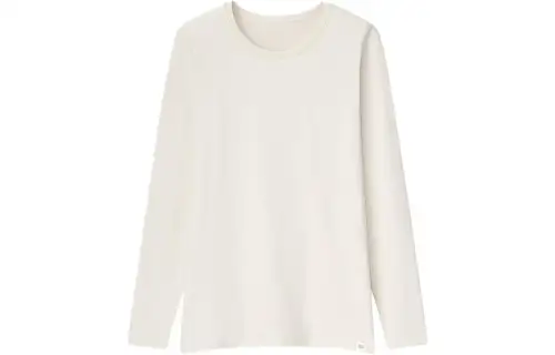 UNIQLO T Shirts Women's Ivory Crew Neck Thickened And Fleece Lined Other