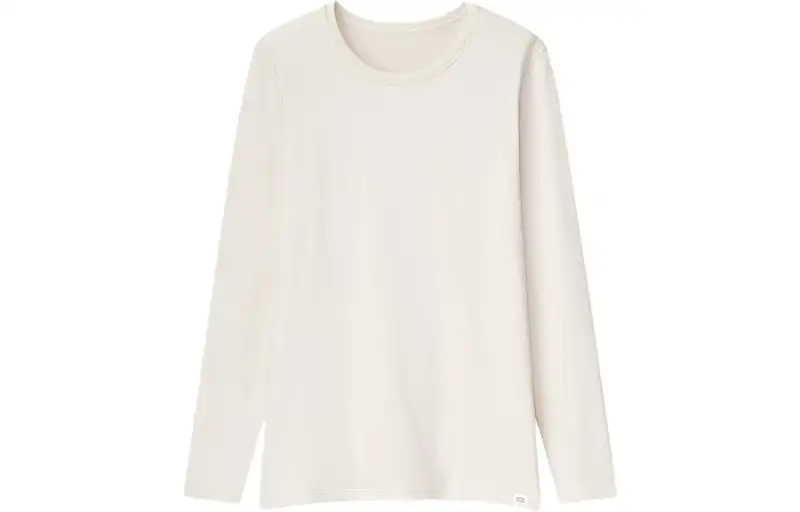 UNIQLO T Shirts Women's Ivory Crew Neck Thickened And Fleece Lined Other