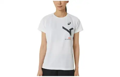 ASICS T Shirts Women's White Crew Neck Moderate Straight Fit