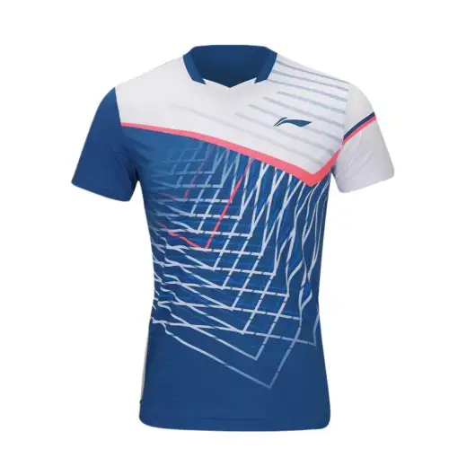 Li Ning T Shirts Women's Blue V Neck Moderate Straight Fit