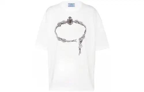 PRADA T Shirts Women's White Crew Neck Moderate Straight Fit