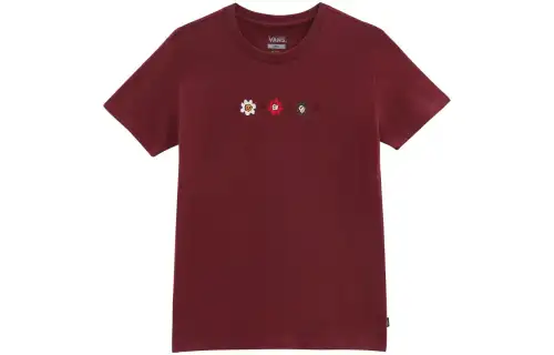 Vans T Shirts Women's Burgundy Crew Neck Moderate Straight Fit