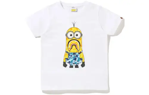 A BATHING APE X MINIONS Shark Series T Shirts Women's Crew Neck Moderate Straight Fit