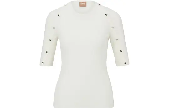 Hugo Boss decorative-button ribbed-knit top