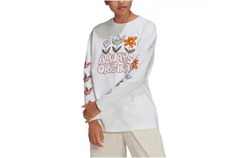 Adidas Originals T Shirts Women's White Crew Neck Moderate Straight Fit